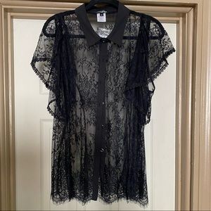 Lace Button Front